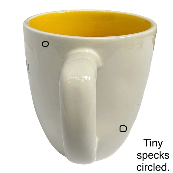 Rae Dunn Be WHo YoU aRe Mug Coffee Tea White with Yellow Interior Dimples 2017 - Picture 6 of 13